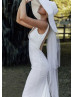 V Neck Ivory Lace Open Back Sexy Modern Wedding Dress